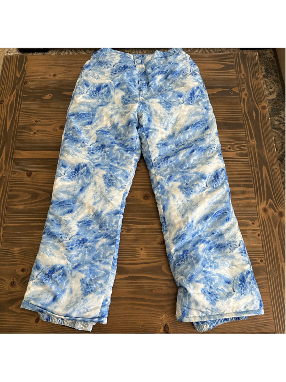 Girls The Children's Place Snow Pants Size 14 Blue White Marble Fleece Lined
